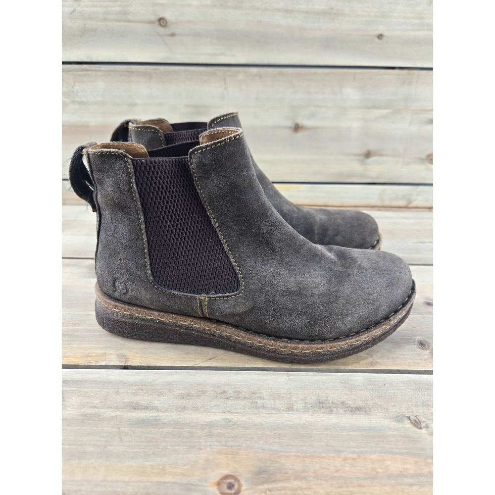 Born Faline Brown Suede Chelsea Ankle Boots BR0028942 Womens 7.5 Flat Comfort
